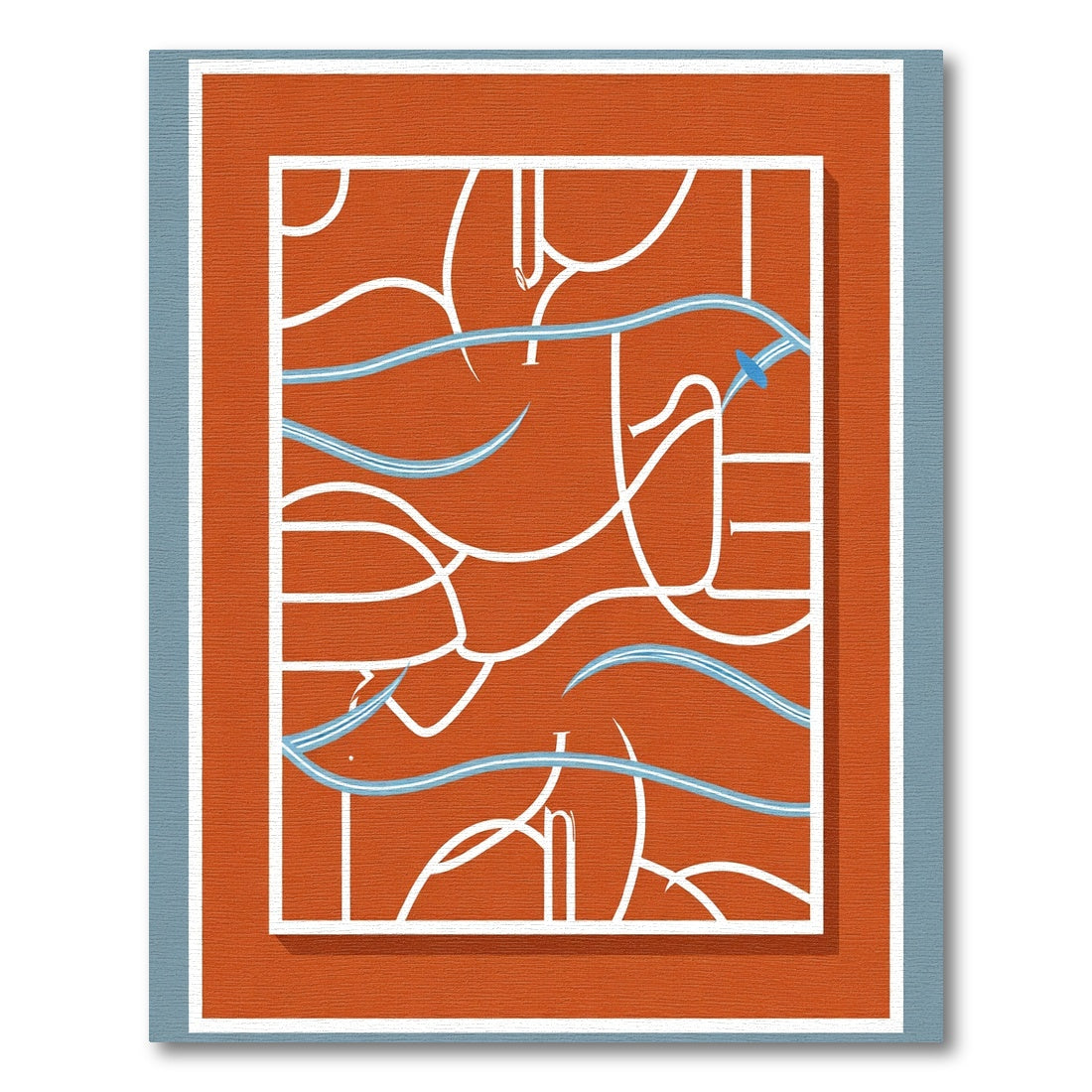 Terracotta White Swirl Blue Wave Rug