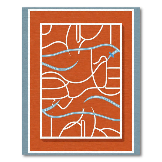 Terracotta White Swirl Blue Wave Rug