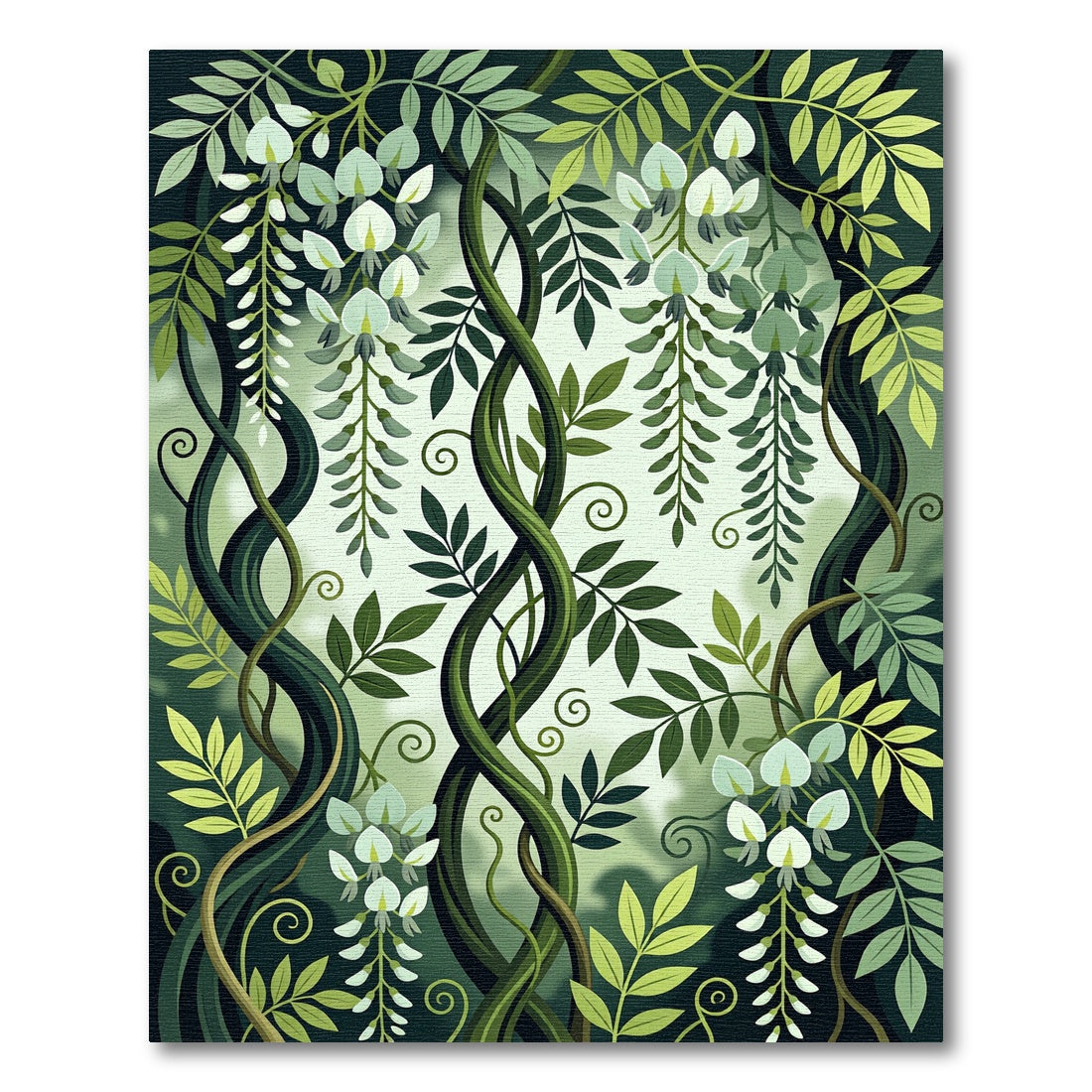 Lush Green Wisteria Botanical Climbing Vine Rug