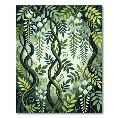 Lush Green Wisteria Botanical Climbing Vine Rug