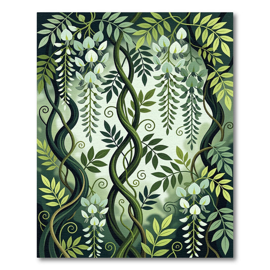 Lush Green Wisteria Botanical Climbing Vine Rug