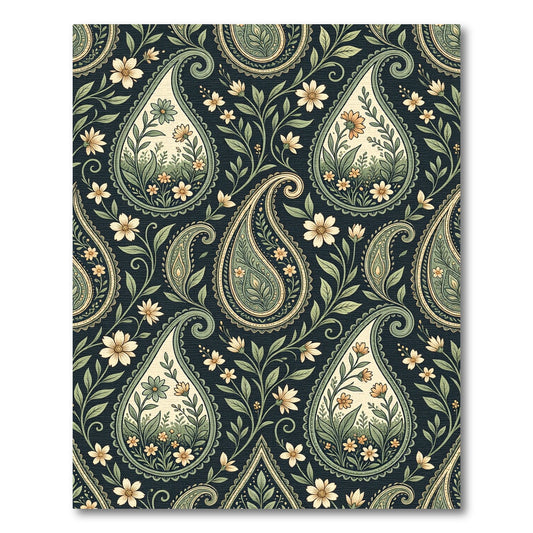 Sage Green Tea Floral Paisley Rug