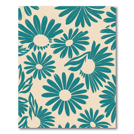 Teal Bold Daisy Bloom Rug