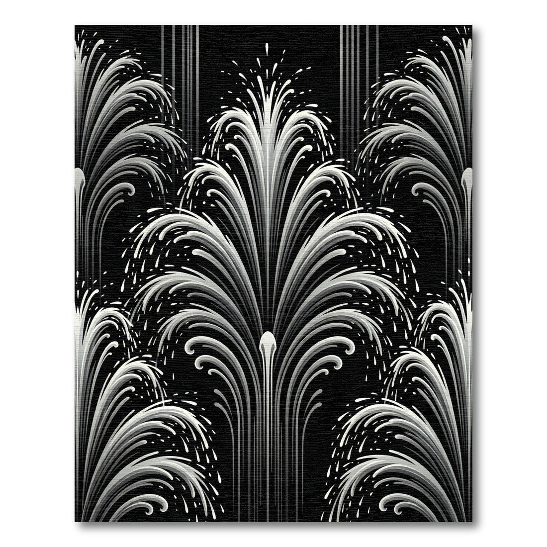 Art Deco Monochromatic Fountain Wave Area Rug