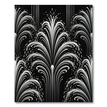 Art Deco Monochromatic Fountain Wave Area Rug
