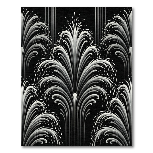 Art Deco Monochromatic Fountain Wave Area Rug