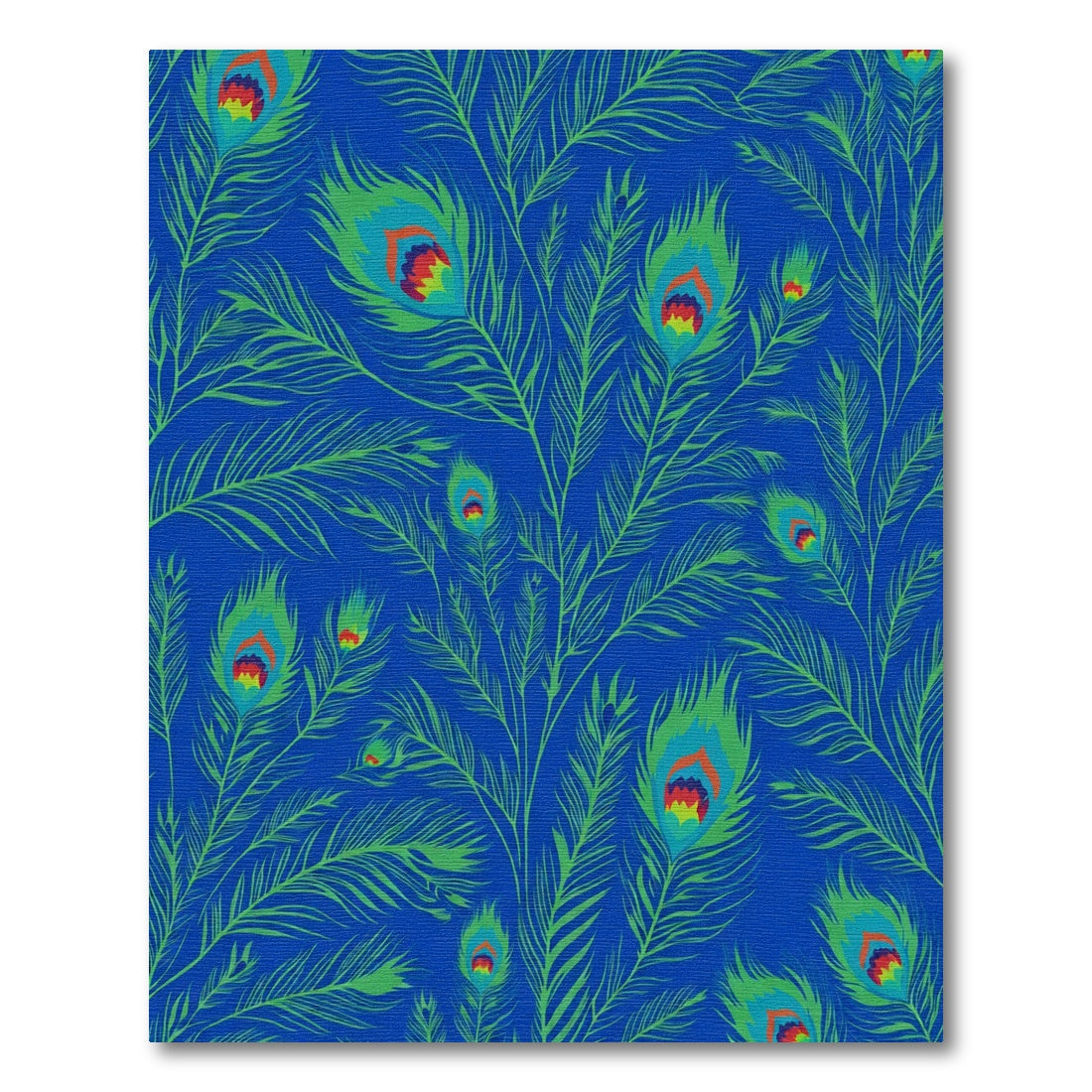 Vibrant Blue Green Peacock Feather Rug