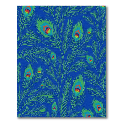 Vibrant Blue Green Peacock Feather Rug