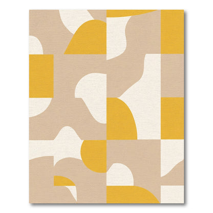 Eclectic Ochre Cream Organic Shapes Rug