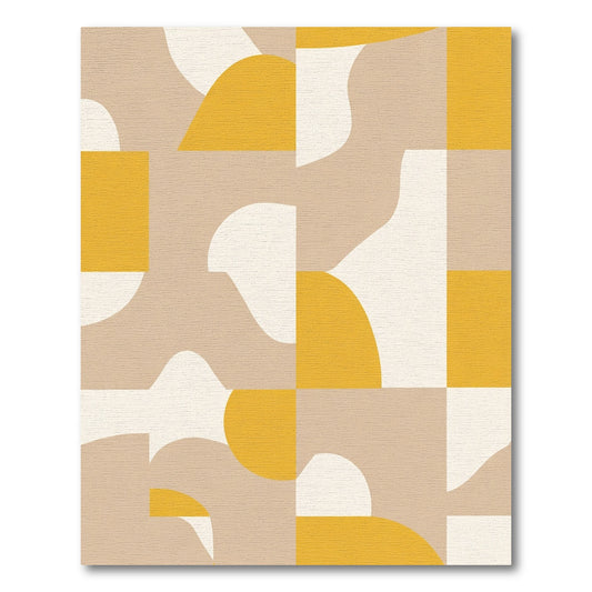 Eclectic Ochre Cream Organic Shapes Rug