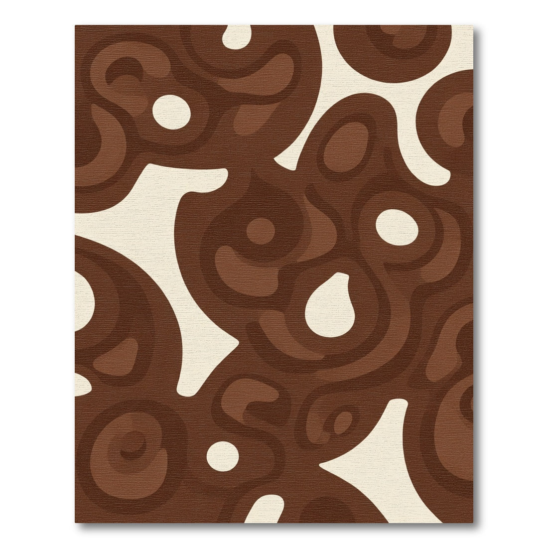 Rich Brown Organic Swirl Shapes Rug