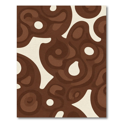 Rich Brown Organic Swirl Shapes Rug