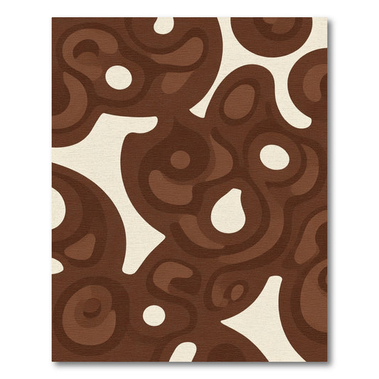 Rich Brown Organic Swirl Shapes Rug