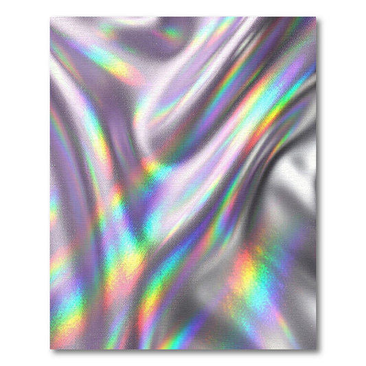 Iridescent Holographic Liquid Silver Wave Rug