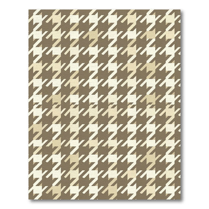 Neutral Houndstooth Geometric Earthy Tone Rug