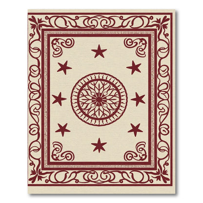 Deep Red Star Medallion Bordered Rug