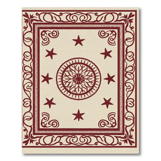 Deep Red Star Medallion Bordered Rug