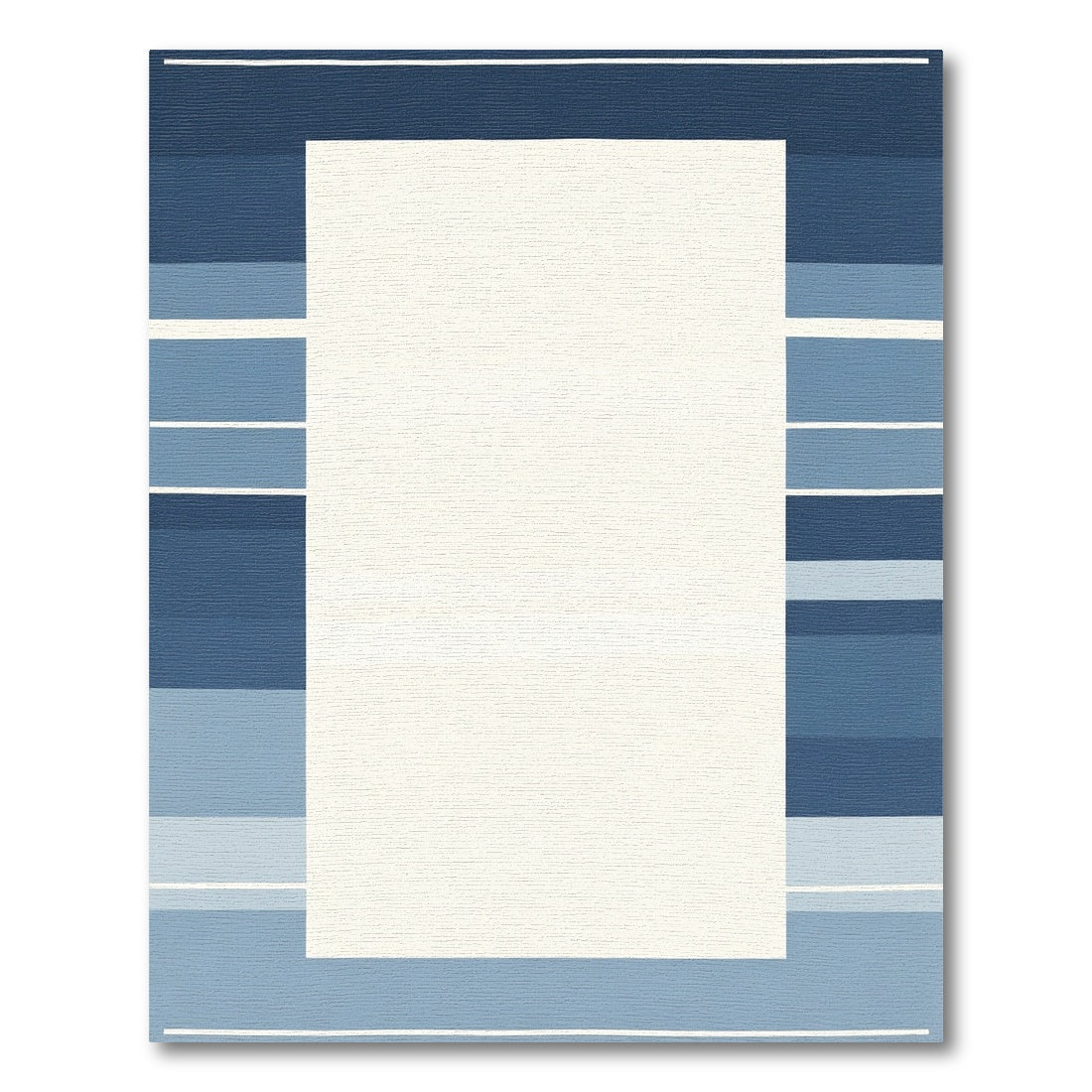 Modern Blue Stripe Border Rectangular Rug