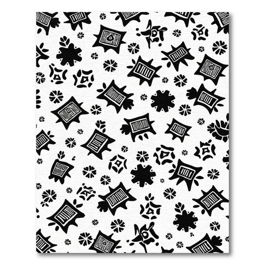 Tribal Starburst Black White Scatter Rug