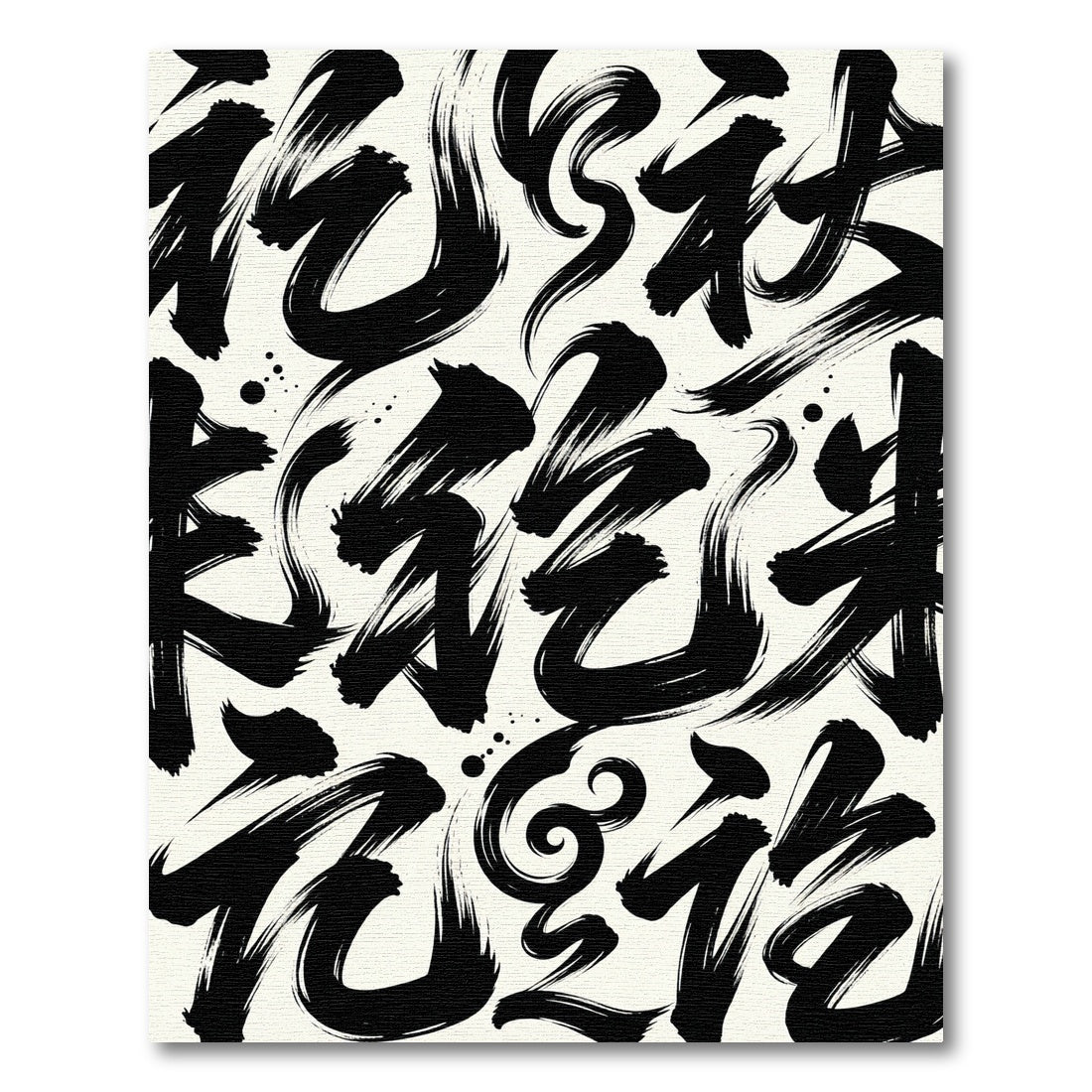Monochrome Abstract Ink Brush Stroke Art Rug