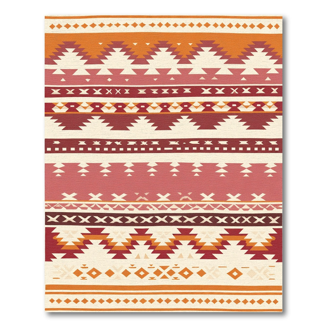Terracotta Geometric Tribal Stripe Rug