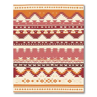 Terracotta Geometric Tribal Stripe Rug