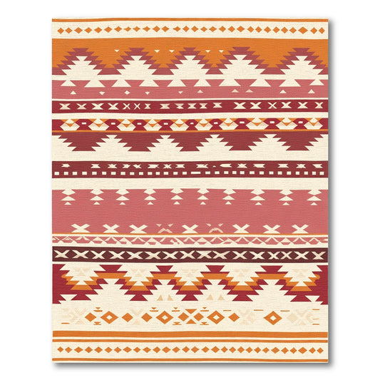 Terracotta Geometric Tribal Stripe Rug