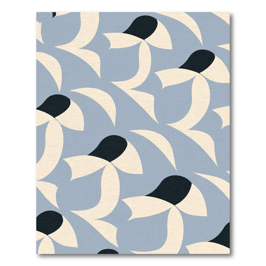 Serene Blue Cream Abstract Petal Rug