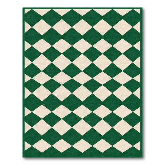 Emerald Green Ivory Harlequin Rug