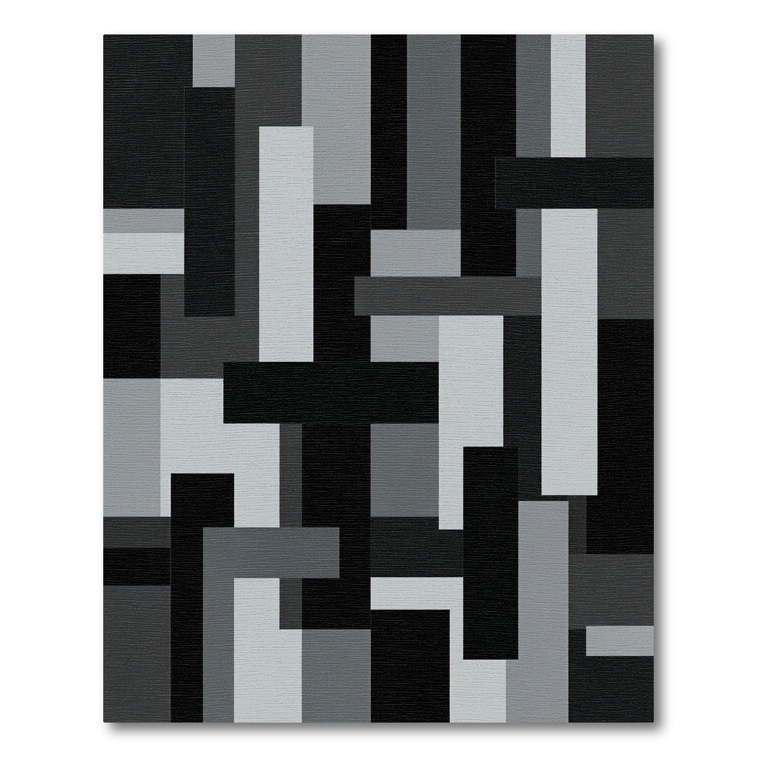 Monochrome Abstract Geometric Blocks Rug