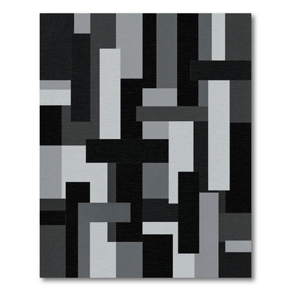 Monochrome Abstract Geometric Blocks Rug