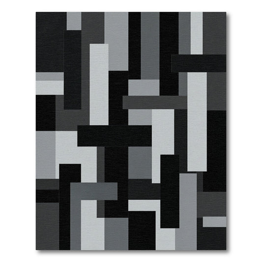 Monochrome Abstract Geometric Blocks Rug