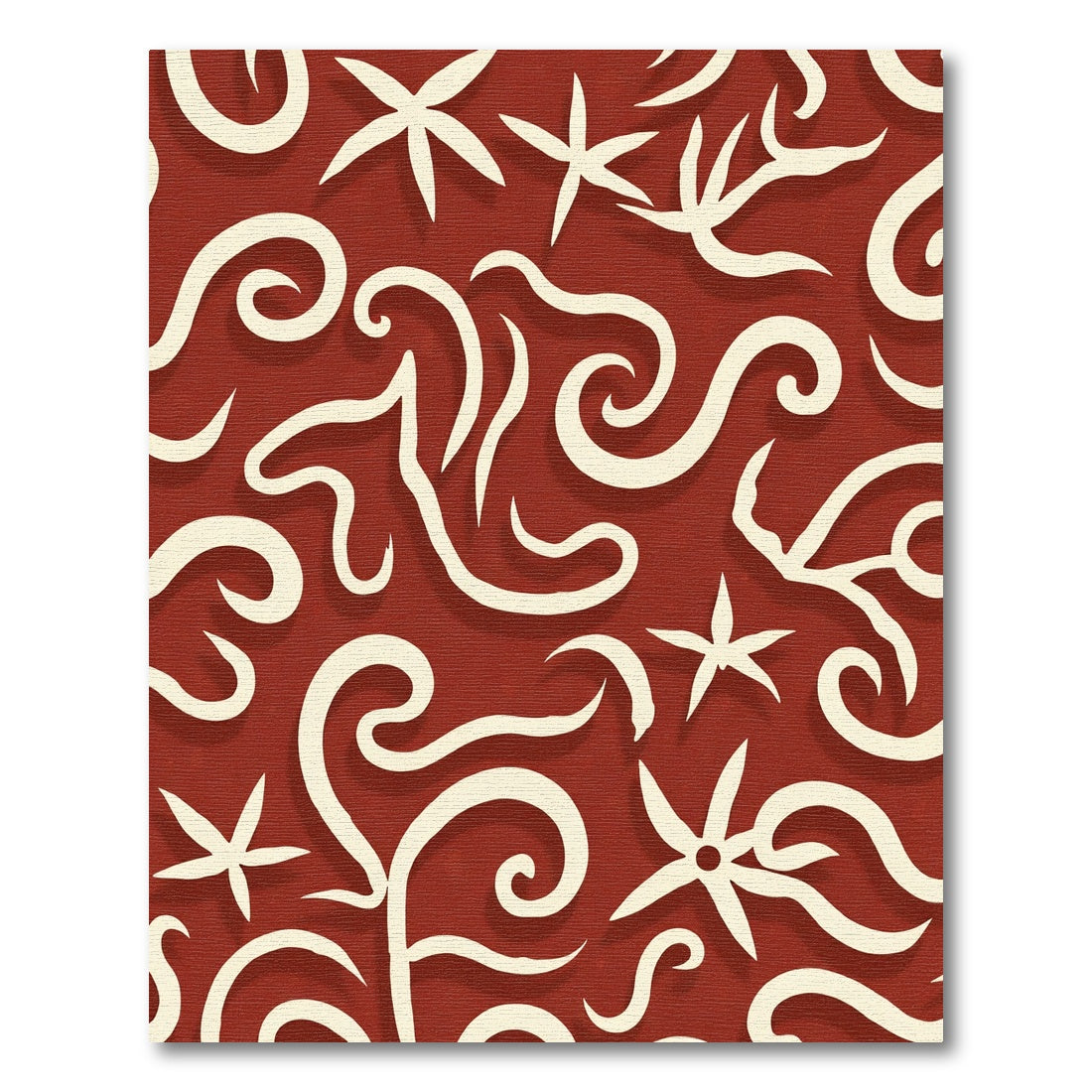 Crimson Swirl Starburst Abstract Rug