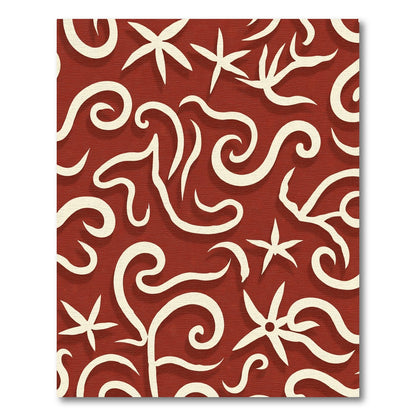 Crimson Swirl Starburst Abstract Rug