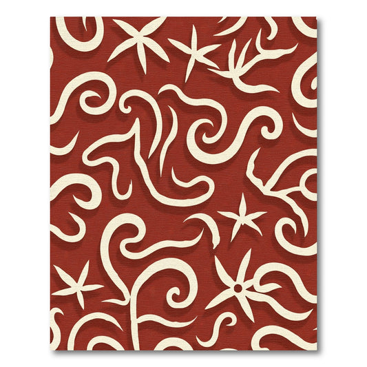 Crimson Swirl Starburst Abstract Rug