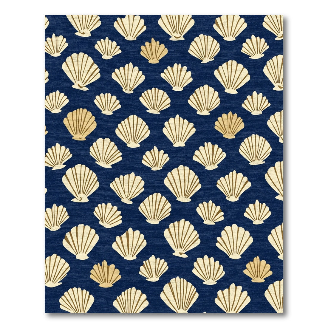 Golden Scallop Shell Pattern Navy Rug