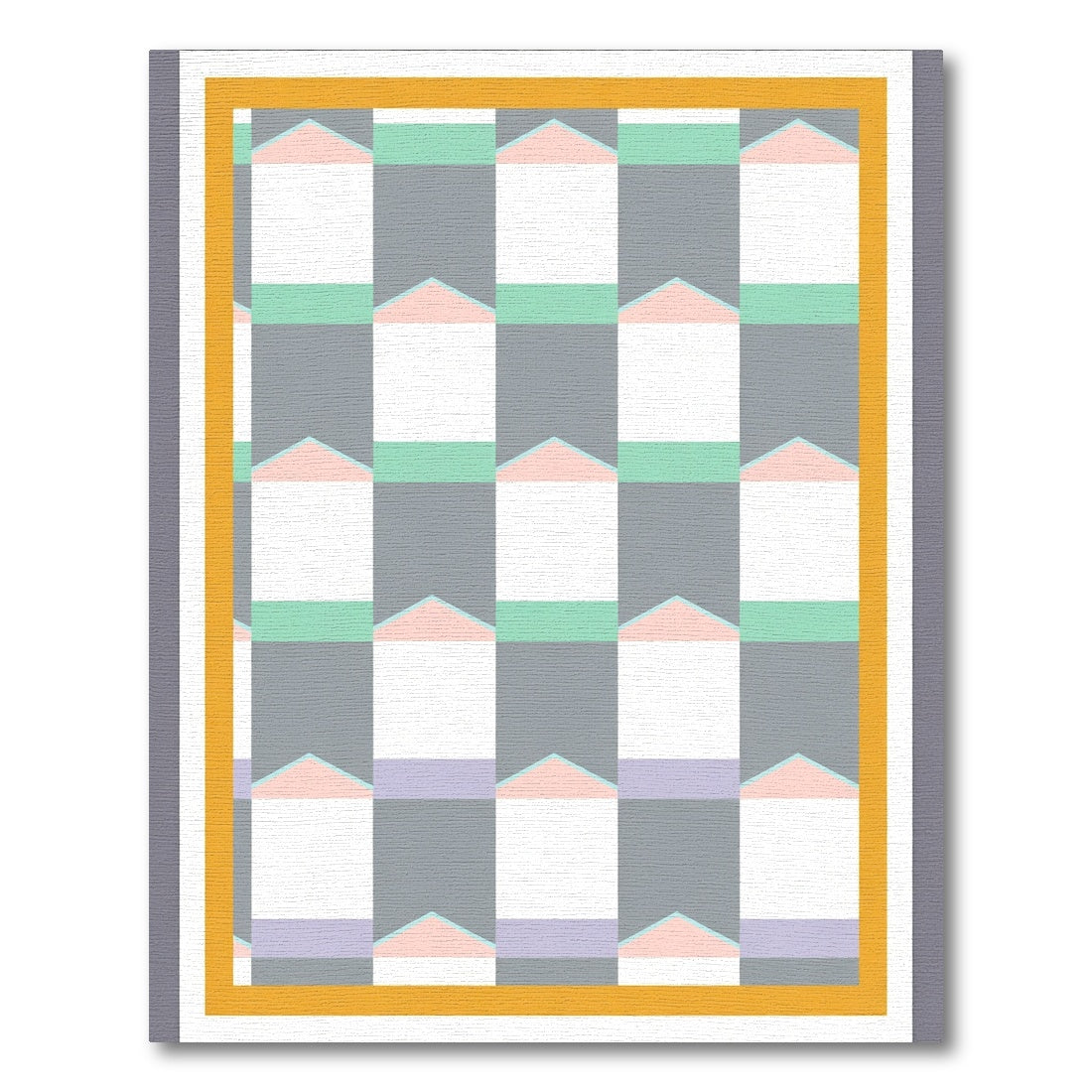 Pastel Geometric House Grid Rug