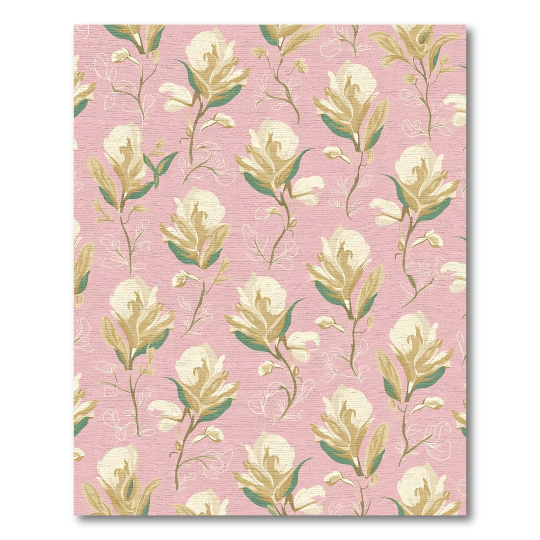 Blush Pink Cream Floral Vine Rug
