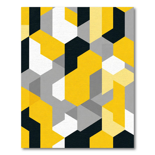 Bold Yellow Geometric Honeycomb Rug