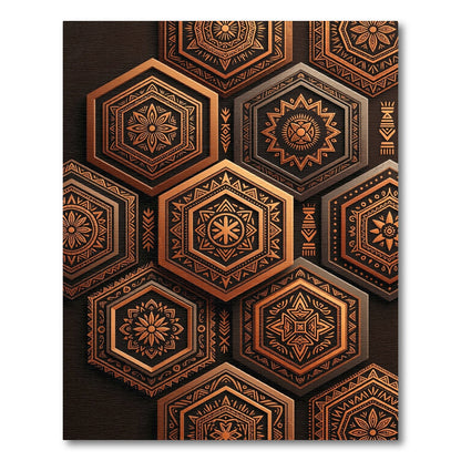 Bronze Geometric Hexagon Embossed Tile Rug