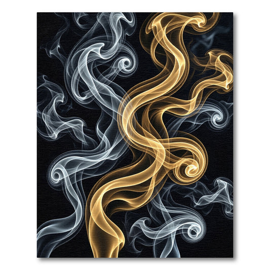 Fluid Gold and Silver Abstract Swirl Rug