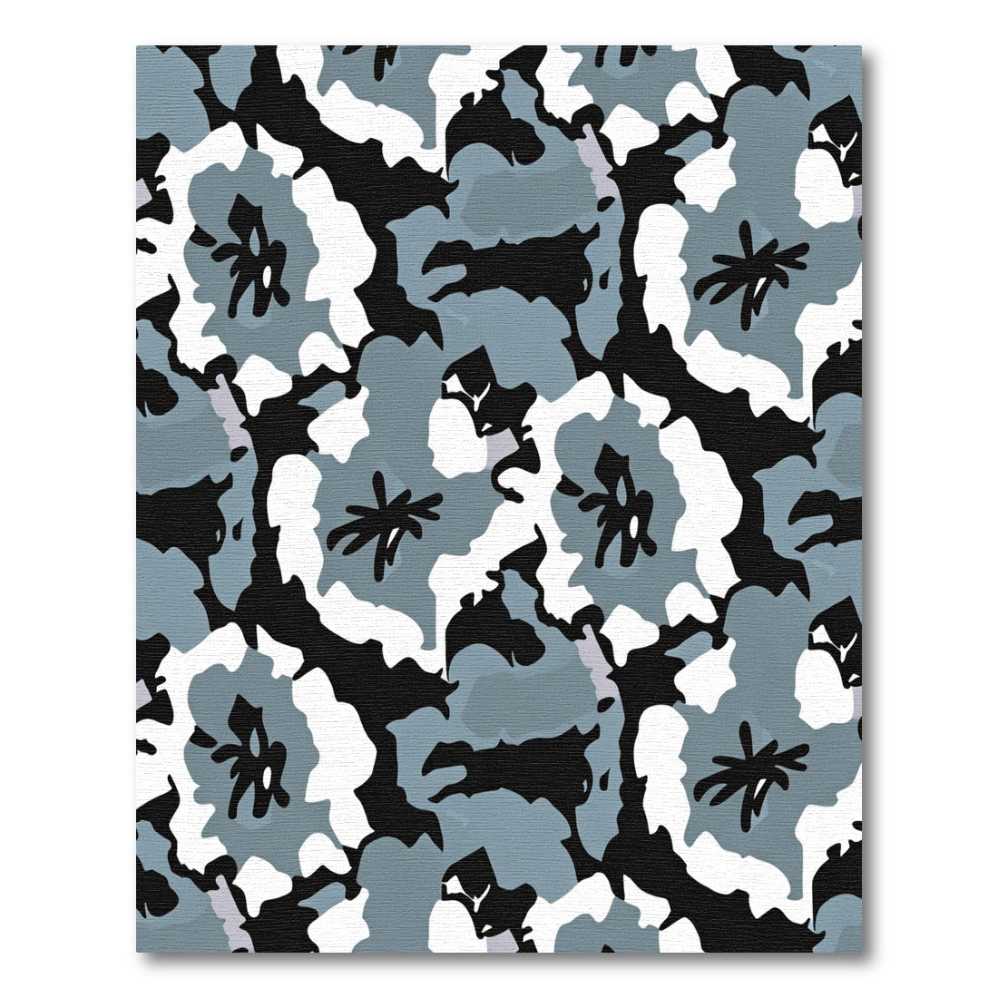 Gray White Black Abstract Floral Rug