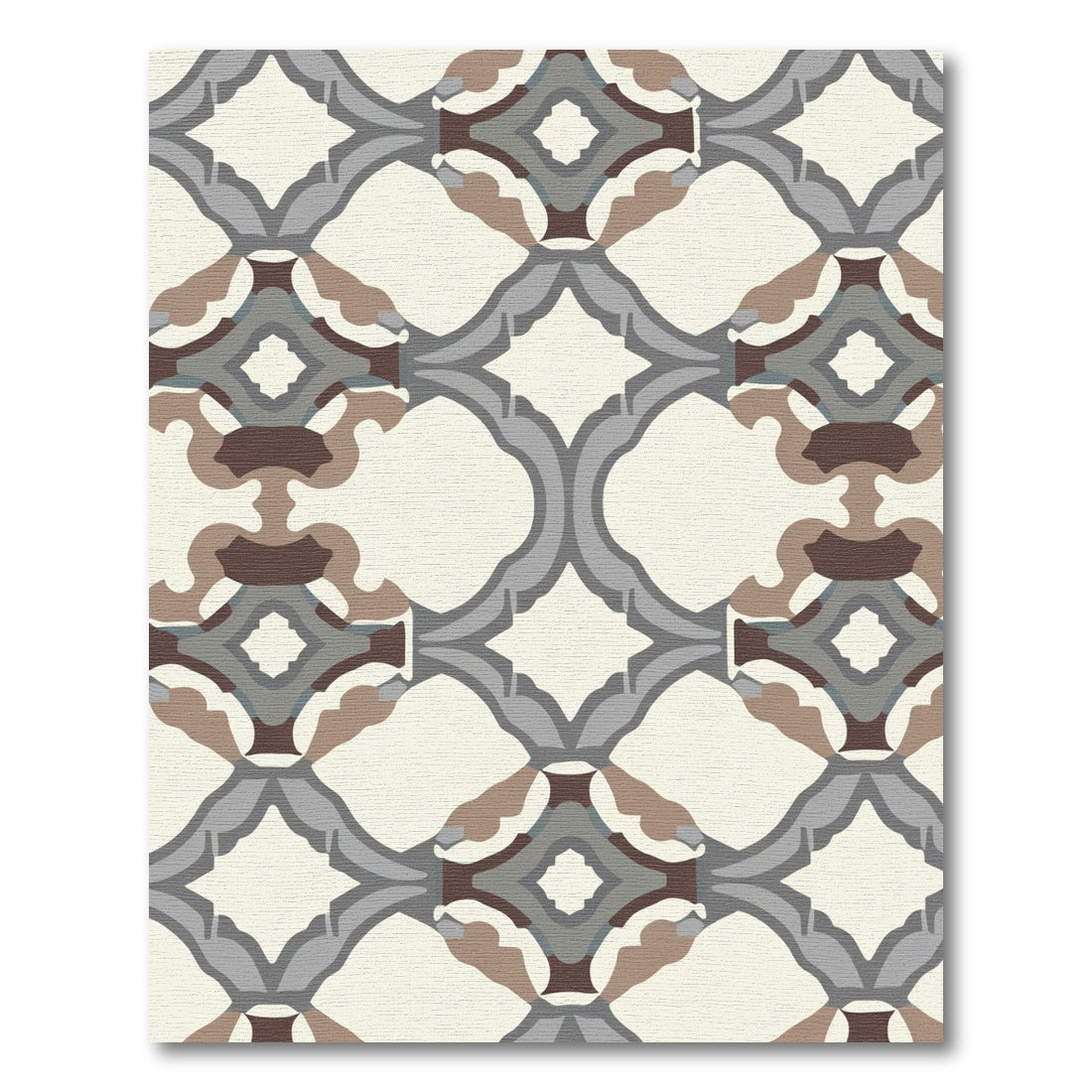 Neutral Earth Tones Quatrefoil Lattice Rug