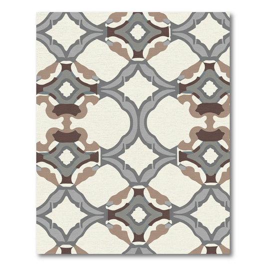 Neutral Earth Tones Quatrefoil Lattice Rug