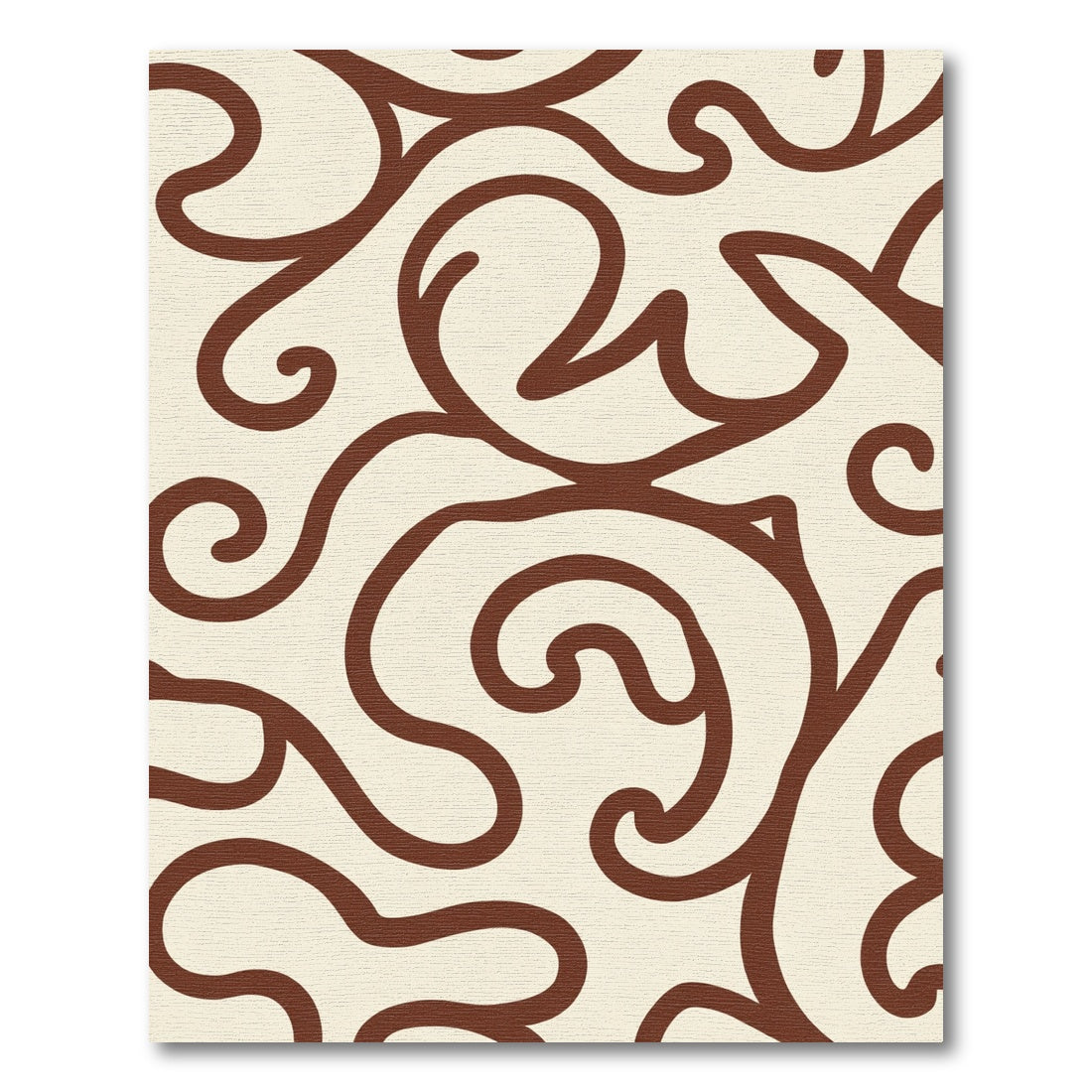 Brown Cream Scrollwork Swirl Rug