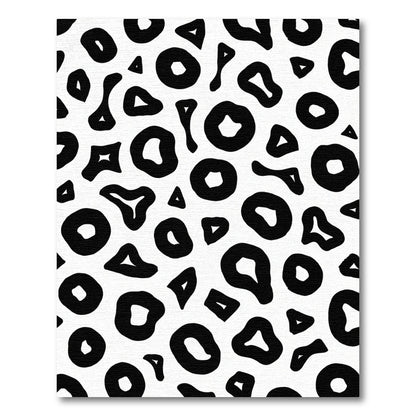 Black White Irregular Shapes Rug