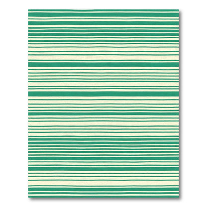 Cream Green Hand Drawn Stripe Rug