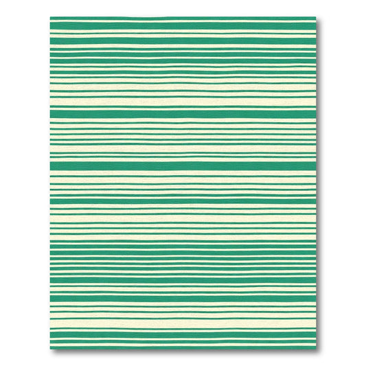 Cream Green Hand Drawn Stripe Rug