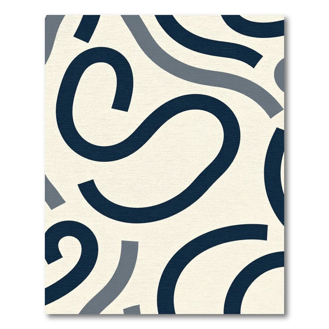 Navy Blue Abstract Curve Rug