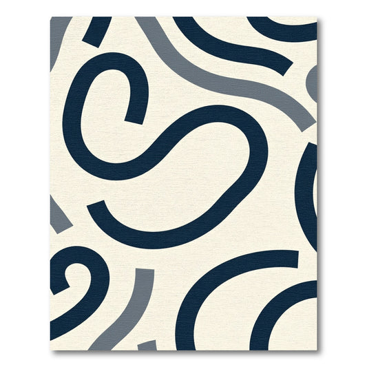 Navy Blue Abstract Curve Rug